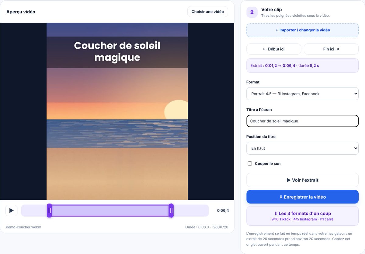 1 vidéo en 3 formats avec Studio Ciel